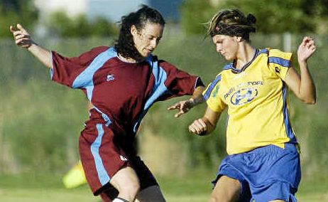 Strike force: Bianca Connell, shown above in action during a pre-season match, scored twice for Gympie against Woombye. Strike force: Bianca Connell, shown above in action during a pre-season match, scored twice for Gympie against Woombye.
